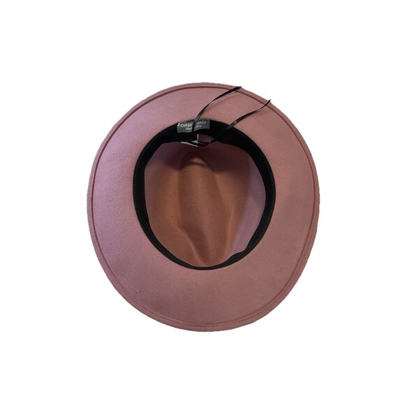 Gelso Bianco Wool Hat W/Leather Trim Made In Italy Women Mauve - Picture 3 of 5